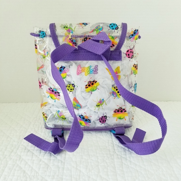 Vintage Lisa Frank  Violet And Velvet Clear Vinyl Drawstring Mini Backpack - Picture 3 of 8